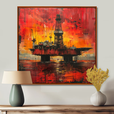Red Orange Oil Rig Seafloor Rebellion I - salon d'art mural