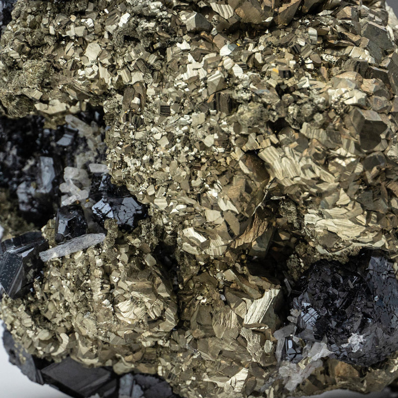 Pyrite and Sphalerite with Calcite from Deveti Septemvri Mine, Madan District, Rhodope Mountains, Bulgaria