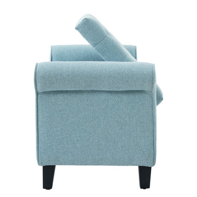 Fabric Storage Bench with Rolled Arms,Button Fabric Design, Living Room Bedroom Entryway Furniture