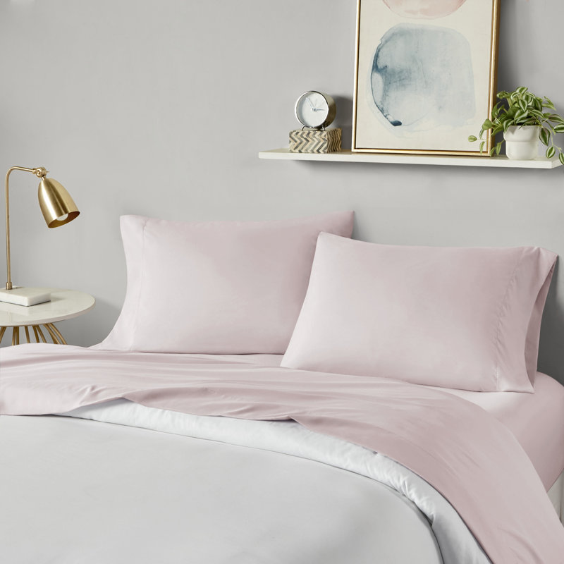 Blush Twin XL Solid Microfiber Sheet Set