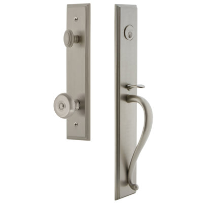 Carré Handleset with Single Cylinder Deadbolt and Bouton Door Knob and Rosette