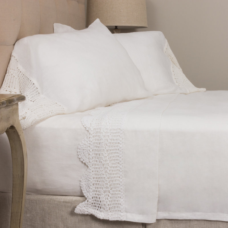 Ensemble de draps en percale de coton Mosley, Double, Blanc