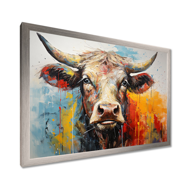 Kengo Cow Majestic Bovine Collage II - Vache, impressions encadrées, H 16 po x l 32 po x P 1 po, Cadre simple argenté