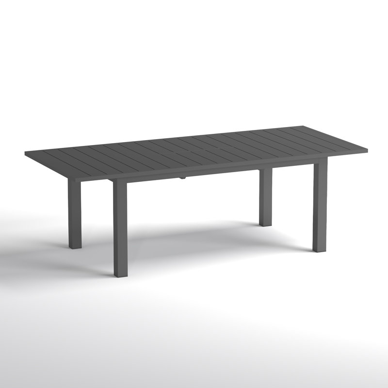 Calliana Extendable Rectangular Aluminum Outdoor Dining Table, Gray, 91.33"