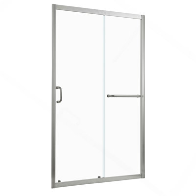 Shower Door 48"W x 72"H Single Sliding Bypass Shower Enclosure, 1/4" (6mm), Brushed Silver
