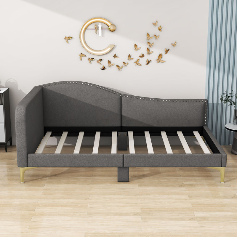Axten Upholstered Daybed with slats, Gray, Twin