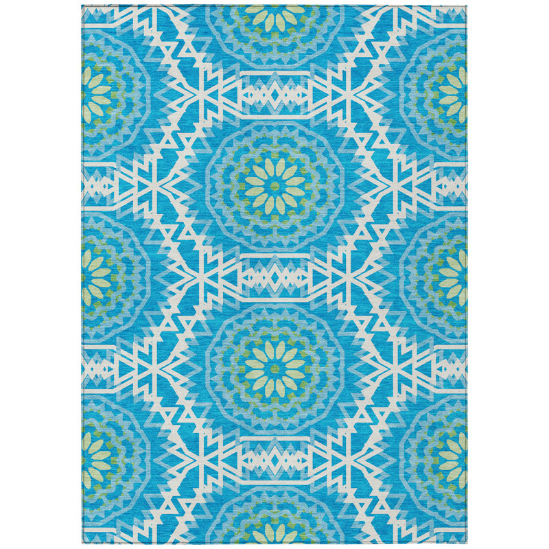 Tapis intérieur / extérieur en polyester tissé à la machine Kawon, Rectangle 9 pi x 12 pi