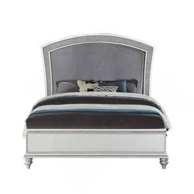 Maverick Fabric & Platinum Finish Queen Bed