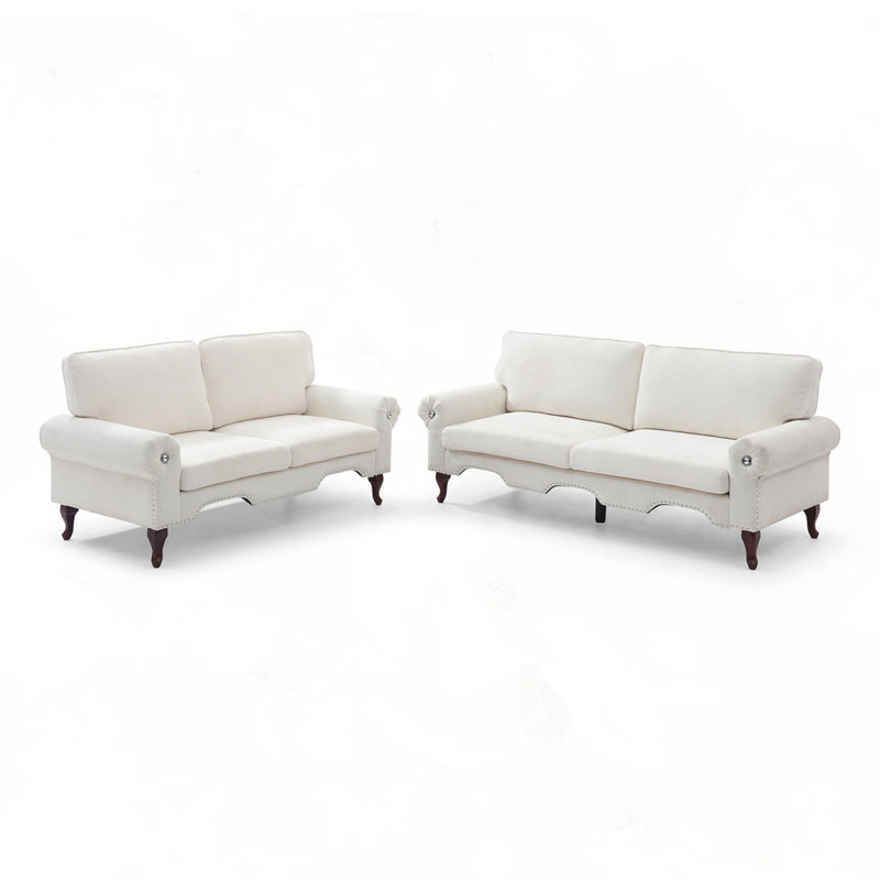 5 Seat Convertible Couch Sets, Beige Linen