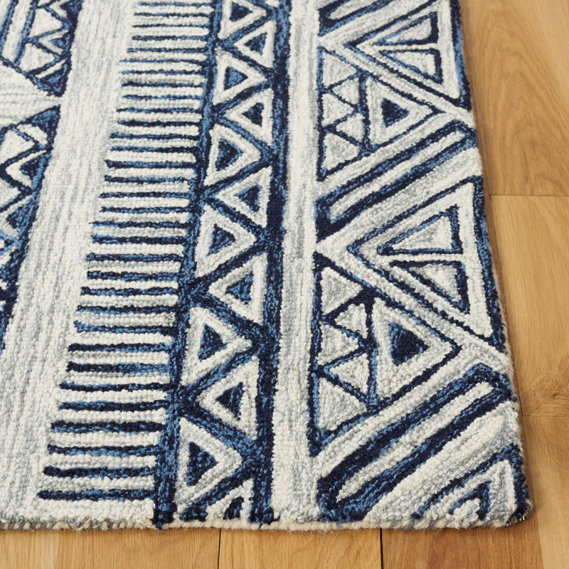 Metro Hand Tufted Wool And Cotton With Latex Geometric Rug, Rectangle 5' x 8'