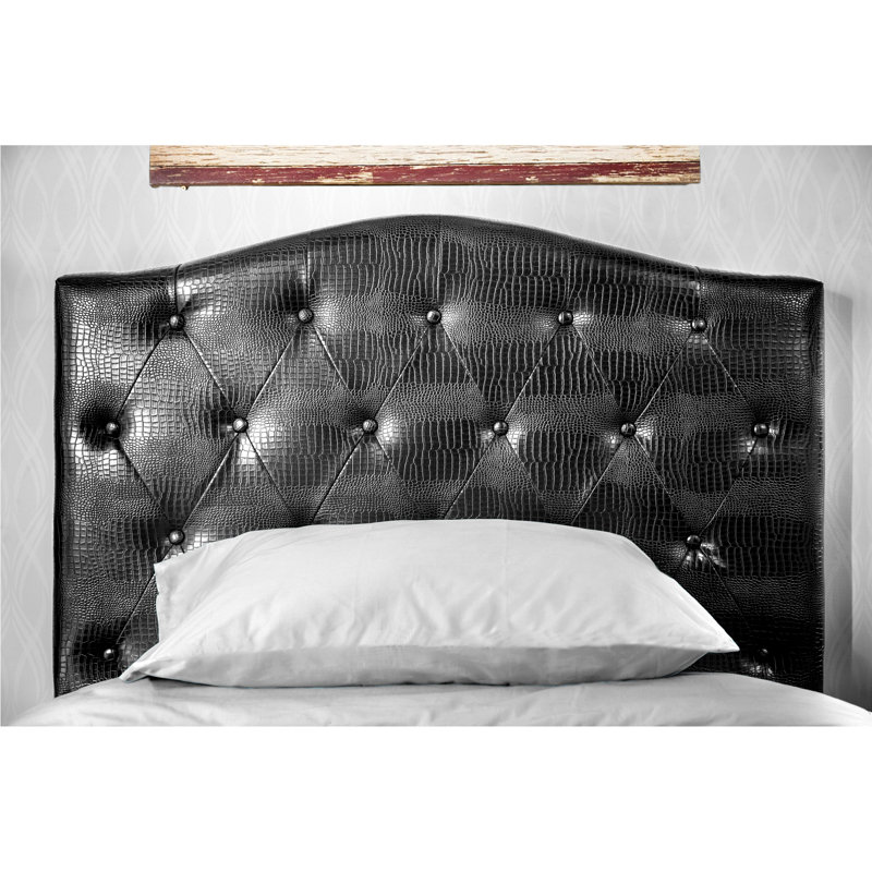 Tête de lit en tissu d'ameublement Mariella, Simple, Noir