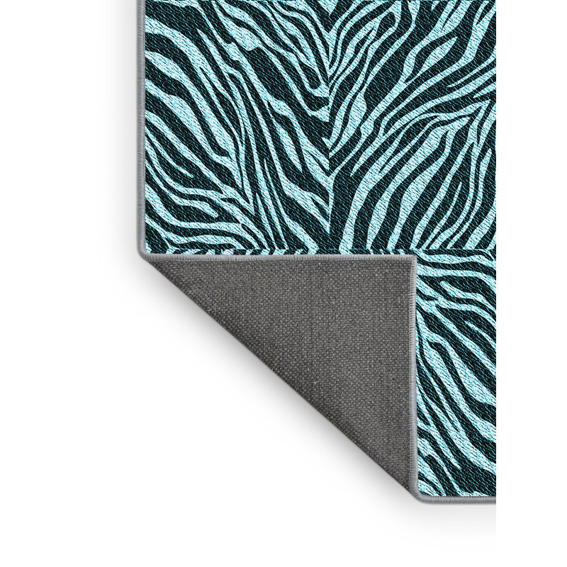 Tapis bleu clair à imprimé animal, Rectangle 7 pi x 10 pi