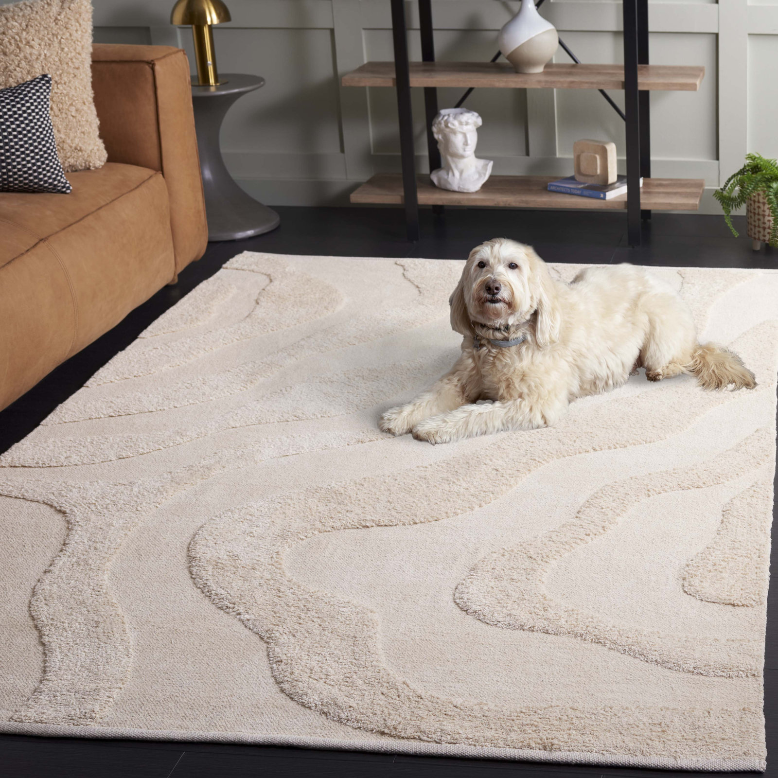 Mozie Ivory Washable Hand-Woven Cotton Rug, Rectangle 5' x 8'