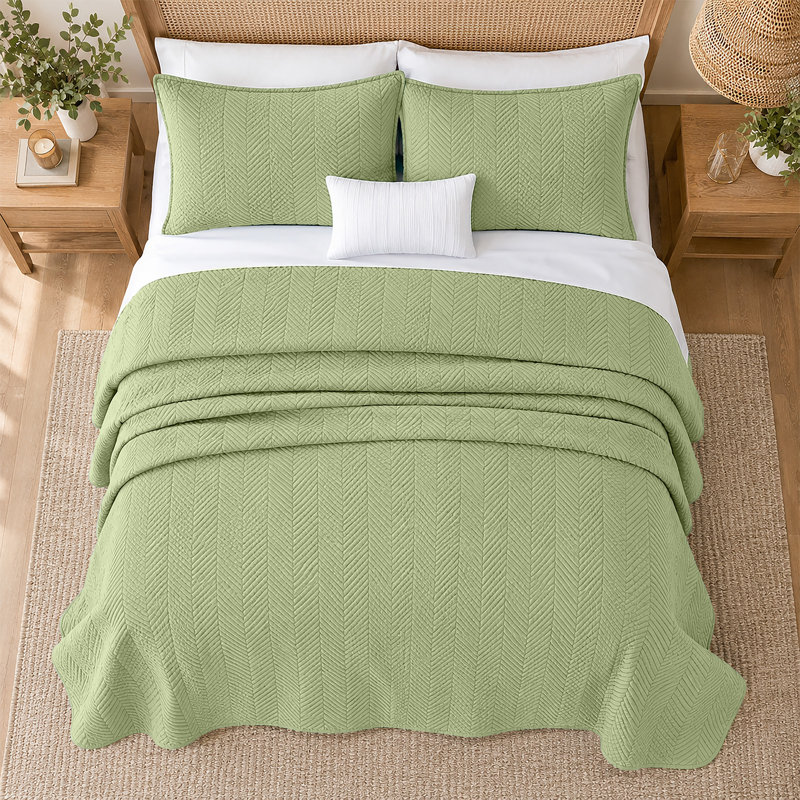Couvre-lits d'été légers prélavés Imperial, Vert olive, Twin ( 66 inc x 86 inc )