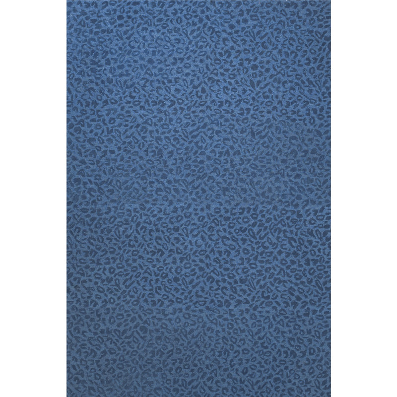 Leopardess Cobalt Blue Hand-Tufted Responsible Wool Rug, Rectangle 6' x 9'