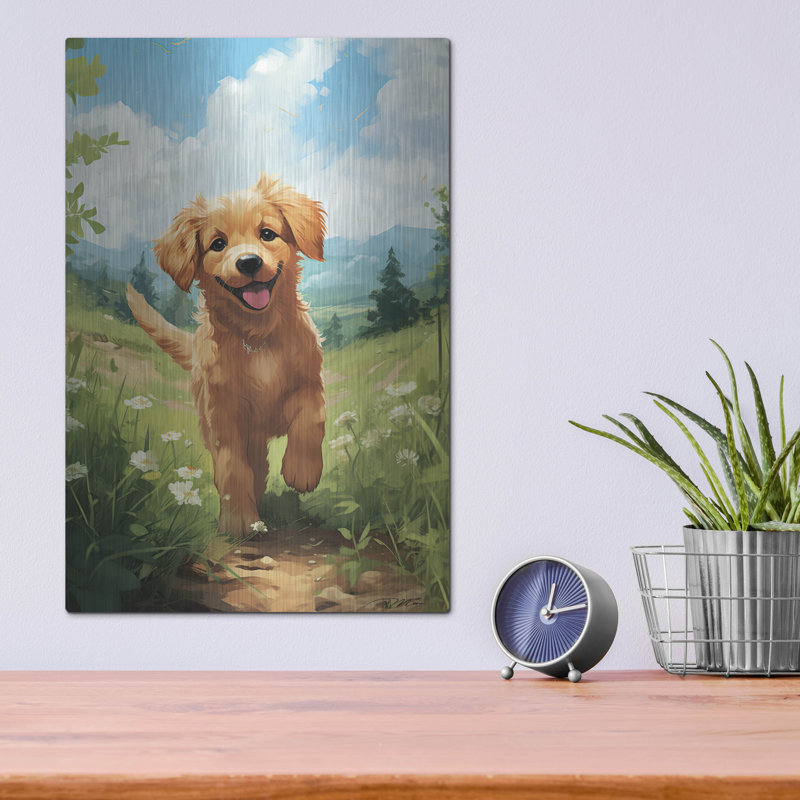 «Happy Puppy 2» par Momart, art mural en métal, H 16 po x l 12 po