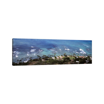 Aerial View Of The Pacific Ocean, Ocean Villas, Honolulu, Oahu, Hawaii, USA - Wrapped Canvas Panoramic Print