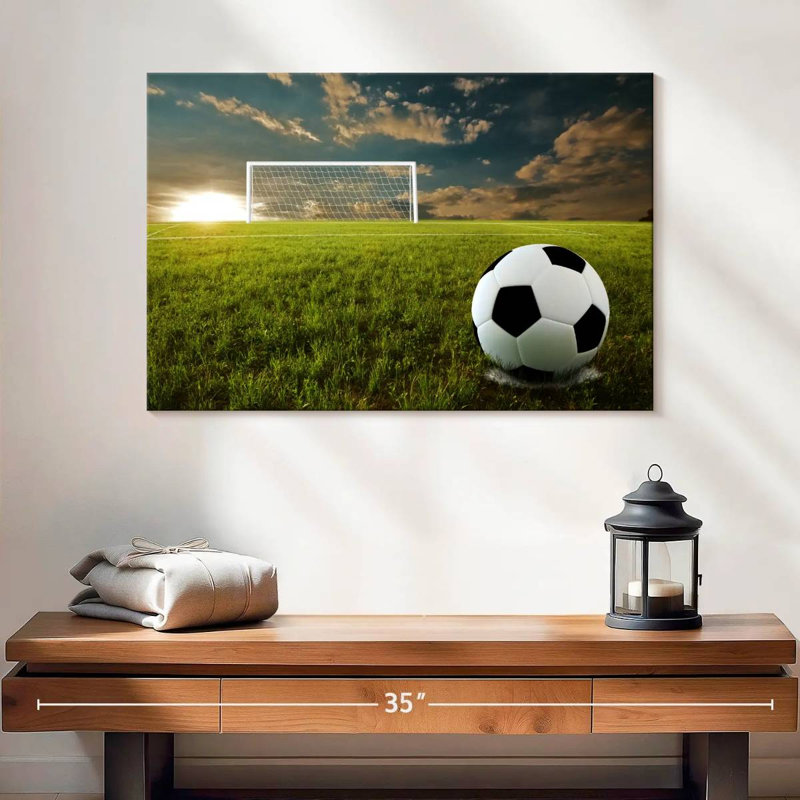 Football Sirci au coucher du soleil, H 16 po x l 24 po