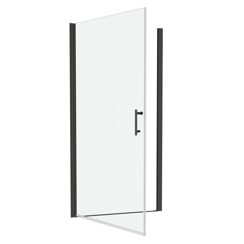 Matted Black Universal Pivot Shower Door - 1/4" Tempered Glass, 1 3/8" Adjustable, Stable System, Leak, Easy To Up Door, Clear 36000 Times Functionality Test, Install Method