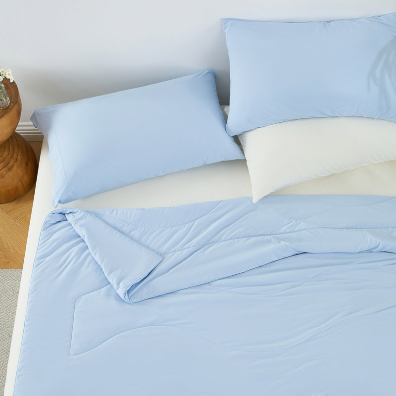 Ensemble d'édredon rafraîchissant, matériau en nylon, bleu glacier, utilisation toutes saisons