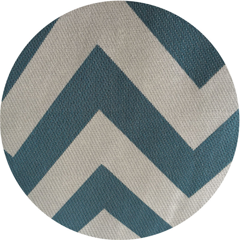 Tapis bleu à chevrons Fairmount, Rond 7 pi