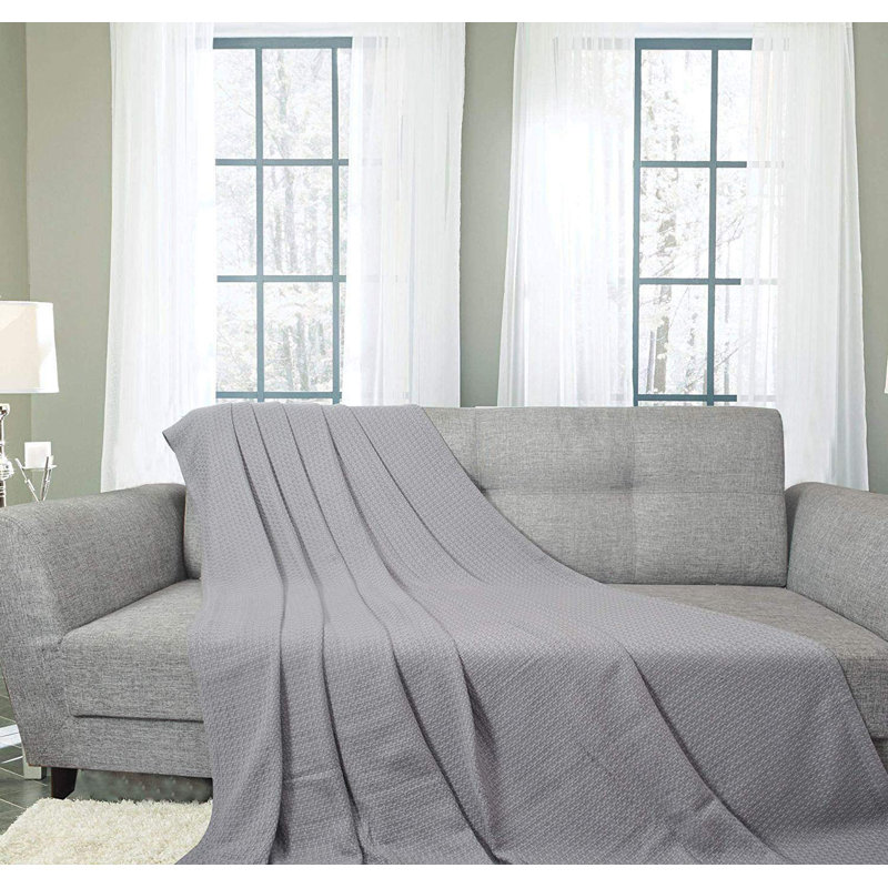 Couverture luxueuse en coton peigné, Grand, Gris