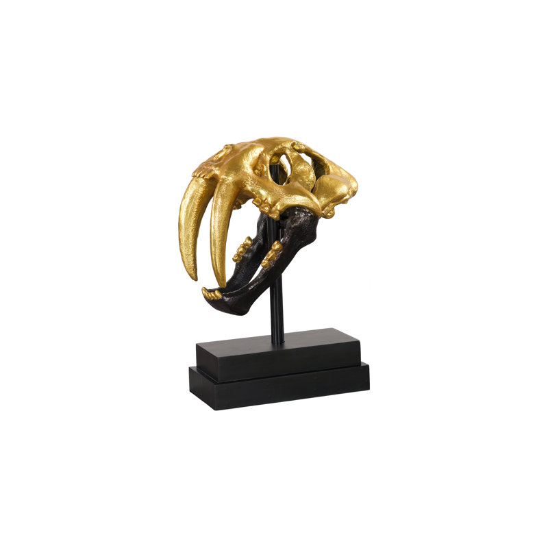 Tooth Tiger Skull, Black/Gold