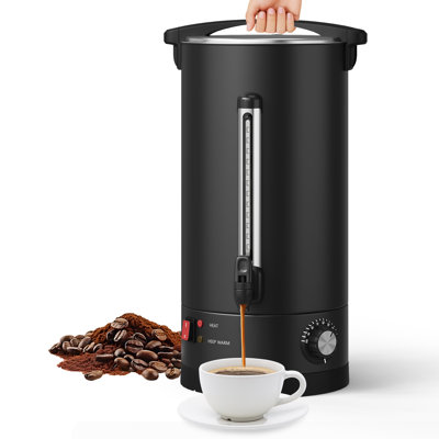 Commercial Coffee Urn – 18L Coffee Maker & Hot Water Dispenser – Double Wall Stainless Steel Large Capacity Percolator, Keeps Drinks Hot, for Events, Catering, Parties