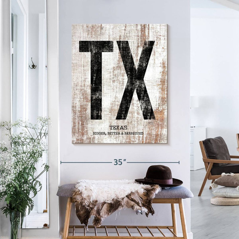 " Texas Bigger Better And Barbecued " by TimberType Studio, 35" H x 28" W x 1.25" D