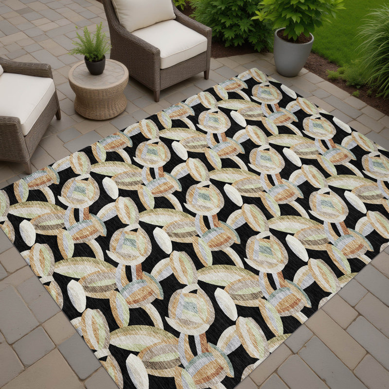 Machine Washable Indoor/Outdoor Chantille ACN2454 Casual Rug, 8' x 10', Black