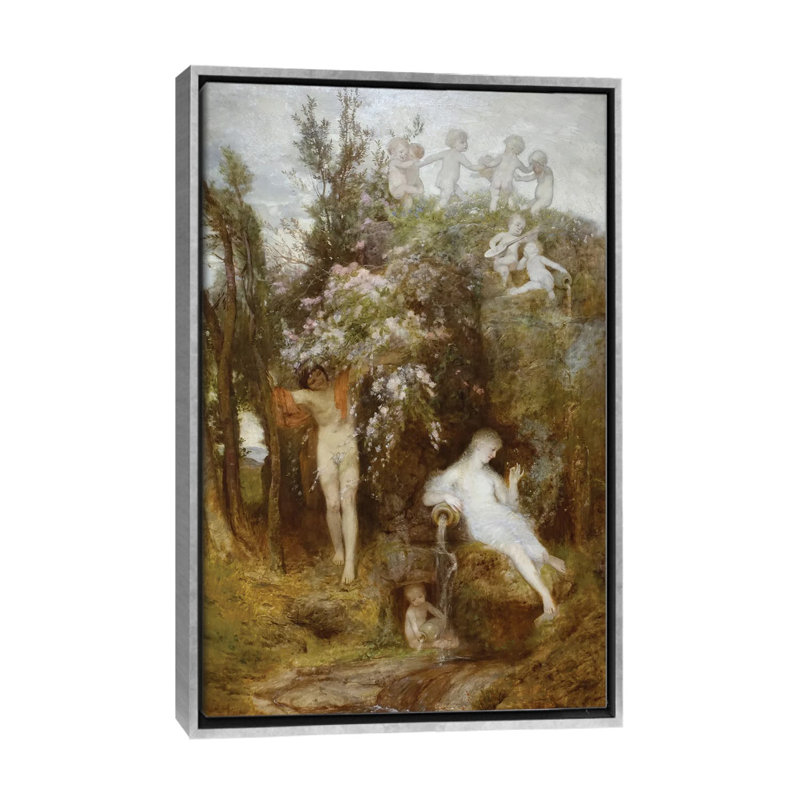«Love Spring» - ABQ76, Argent, 48" H x 32" W, Impression sur toile flottante sans passe-partout
