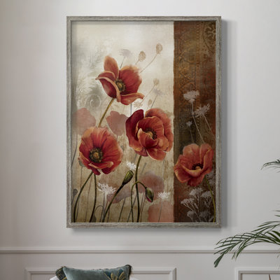 Wild Poppies II, reproduction encadrée - bois massif