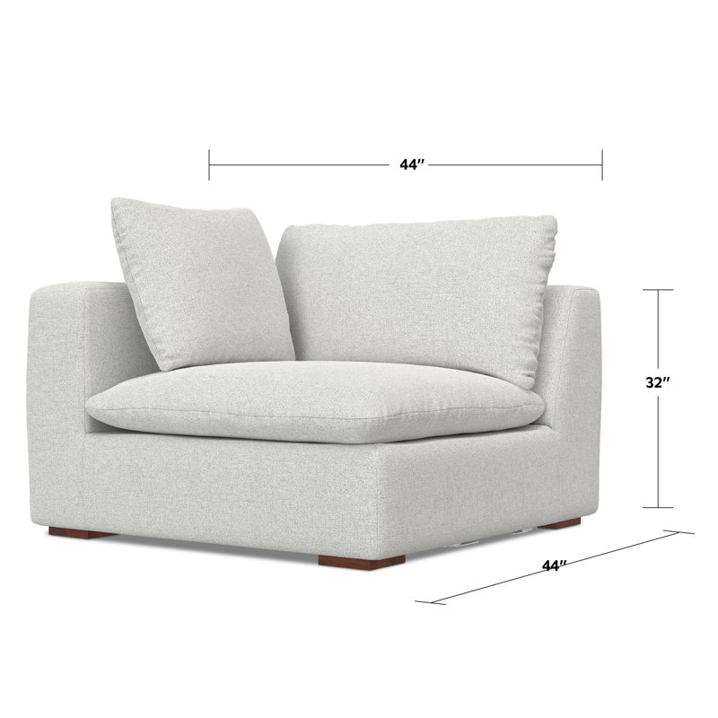 Jasmine Right-Arm Sofa Module in Light Gray Chenille Fabric
