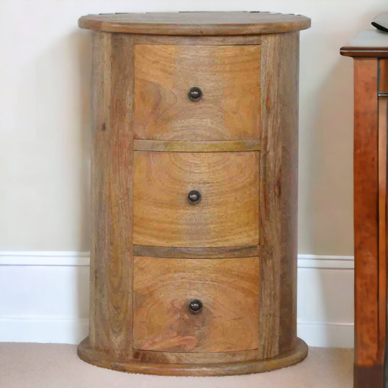 3 Drawer Solid Wood Bedside Table