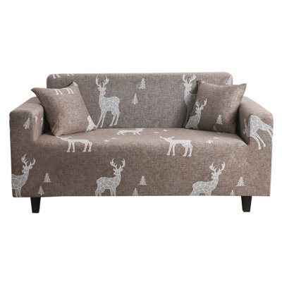 Printed Box Cushion Sofa Slipcover, SearchI Stretch Sofa Cover Printed Couch Cover