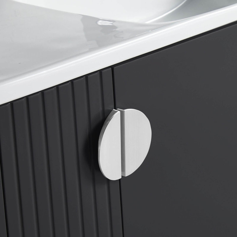 Ensemble de meuble-lavabo simple 24 po Saimah, Chrome poli, Noir