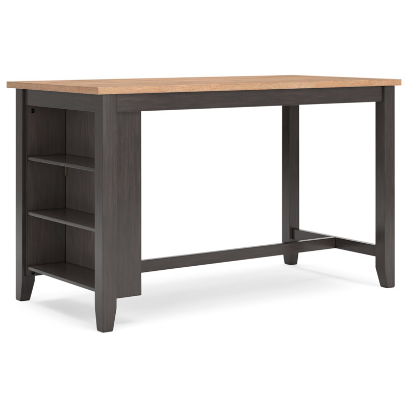 Beige and Brown Reclaimed Wood Counter Height Dining Table
