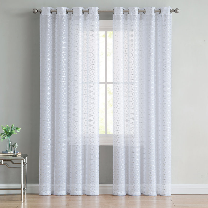 Kucera Semi Sheer Sliding Panel Pair, White, 38" W x 84" L