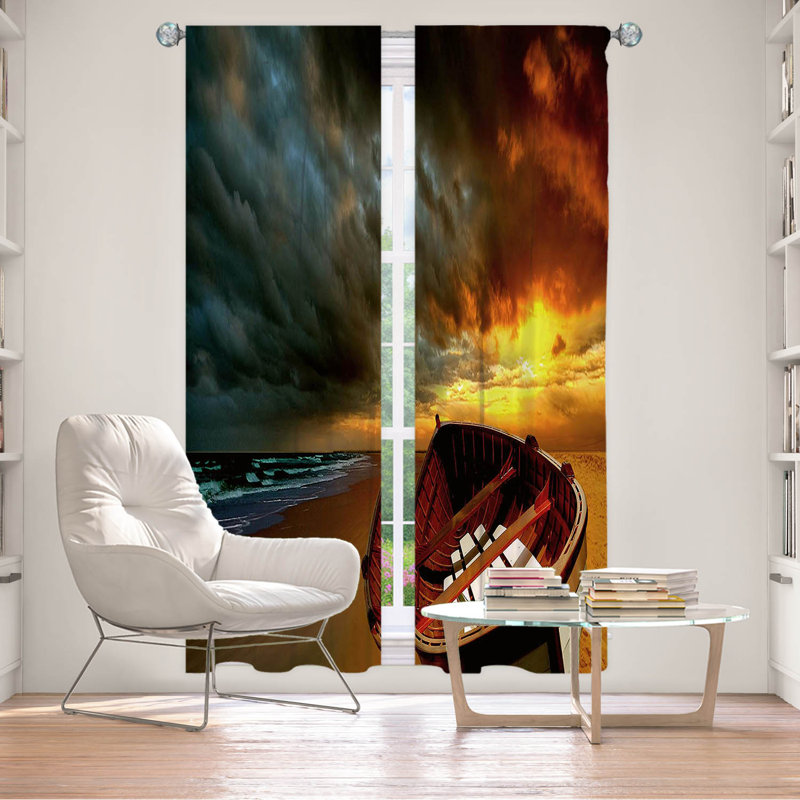 Rideau simple occultant et doux avec passe-tringle Soft Sunrise On The Beach, L 20 po x L 52 po