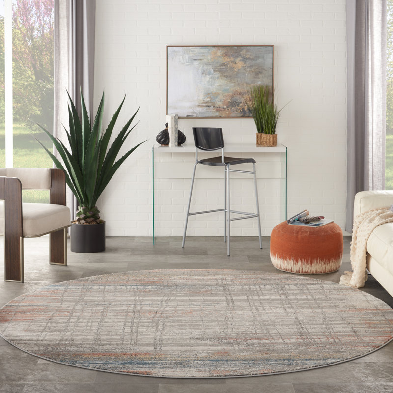 Tapis abstrait gris, Rectangle 7 pi 10 po x 10 pi 6 po