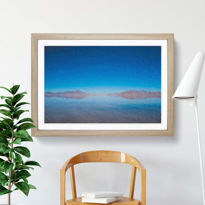 The Great Salt Lake in Utah - Picture Frame Painting Print, 27cm H x 36cm W x 2cm D, Oak Framed