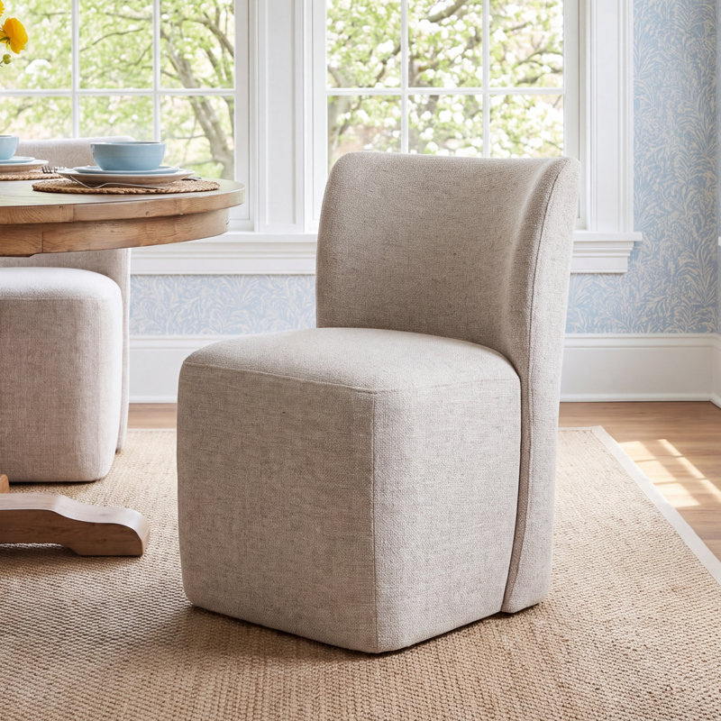 Madie Upholstered Dining Chair with Casters, Ginger