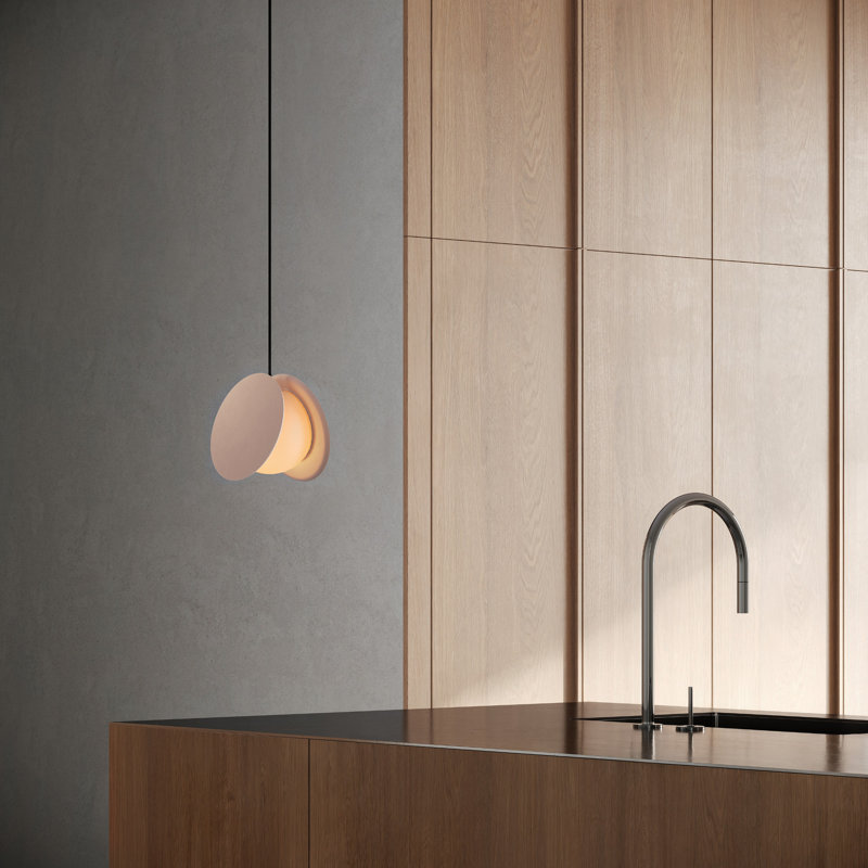 Pendulum Pendant Light, Black, Blossompink, 14" H x 9.69" W x 8.03" D