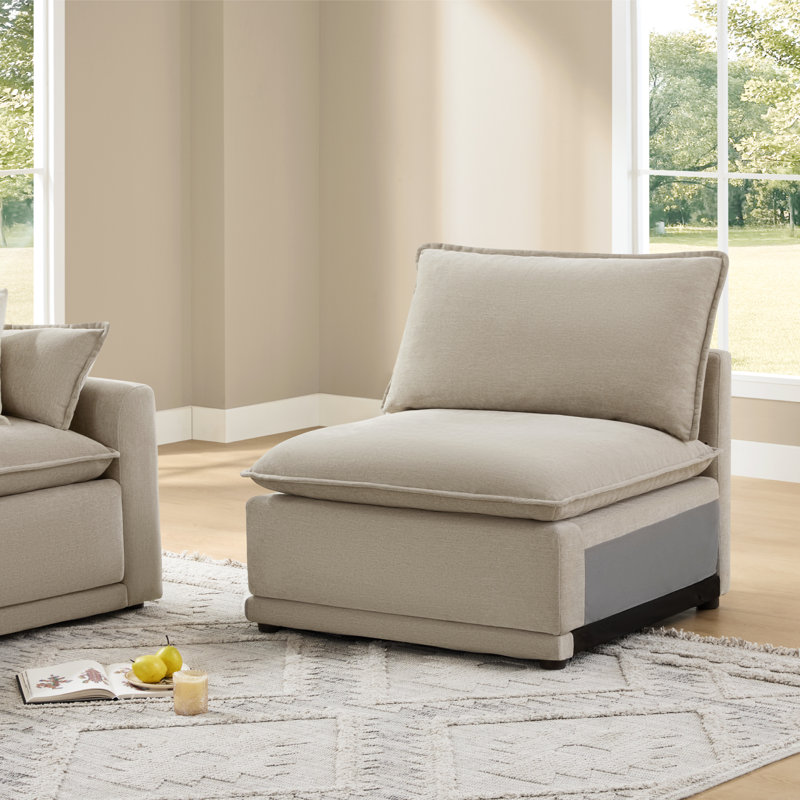 Cloud Oversized Armless Chair, Taupe