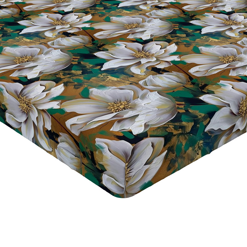 Drap-housse rustique Ambesonne, Drap-housse très grand californien, Ciel pâle, bleu, gingembre / floral