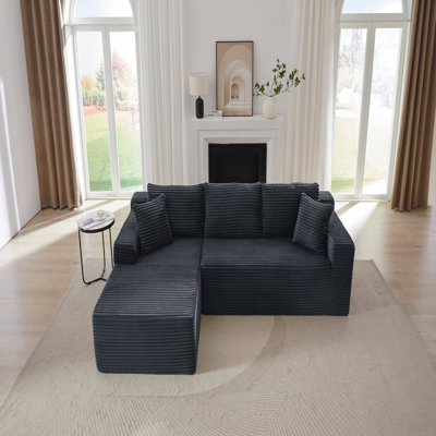 Canapé modulaire en L avec siège profond, sans assemblage requis, canapé modulaire pour salon, chambre à coucher, appartement, gris foncé
