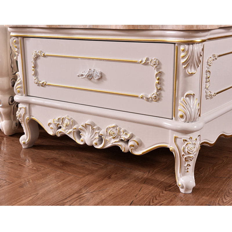European Marble Solid Wood Coffee Table End Table with Storage