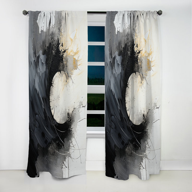 Contraste Harmony II - rideau abstrait à spirales - rideau occultant abstrait - 1 panneau, 52" W x 120" L