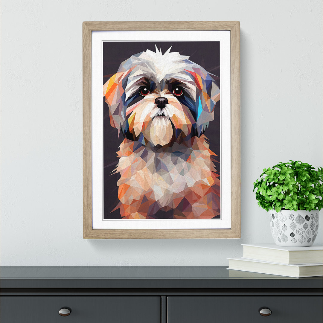 Shih Tzu Geometric - Framed Print