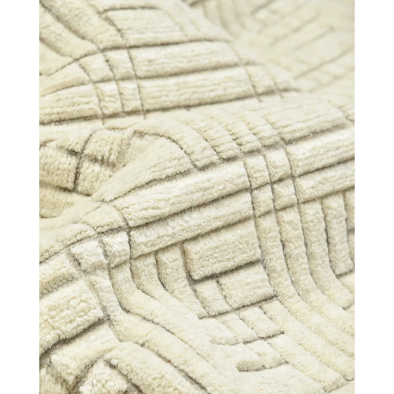 Athlene Geometric Hand-Knotted Wool/Cotton Beige Area Rug